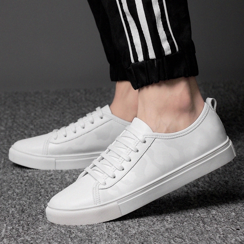 

genuine Leather Men Casual Shoes lace up fashion Mens Loafers Large Moccasins black white outdoor Driving Shoes men #PE0q