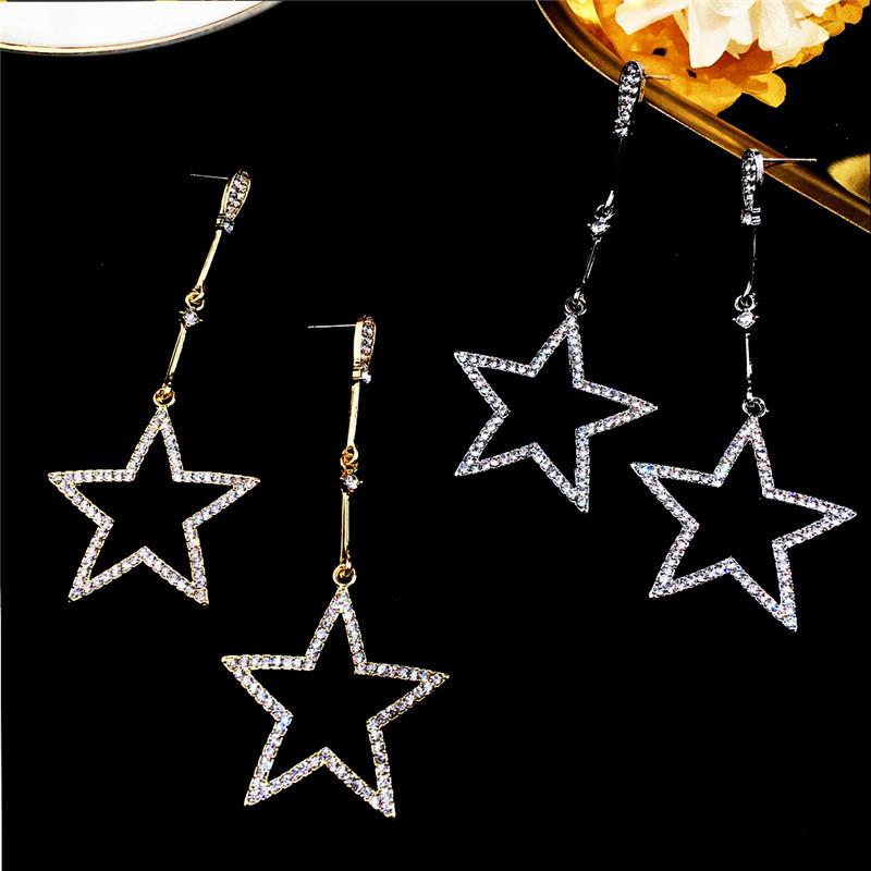 

Korea 2021 The New Shiny Personality Five-Pointed Star Fashion All-Match Simplicity Star Autumn And Winter Small Face Earring