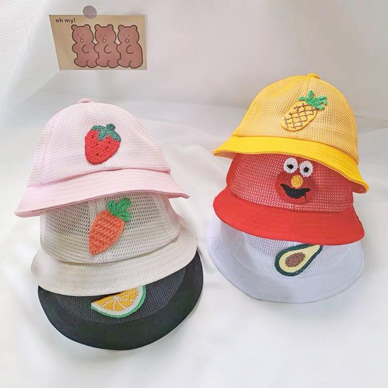 

New fashion cute fisherman hat summer mesh breathable children hat candy color baby wild outdoor shade sunscreen baby hats, Black