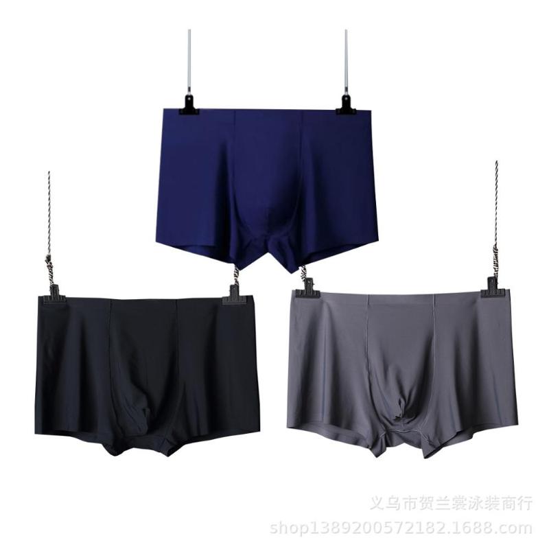 

Men's Underwear Sexy Ice Silk Seamless Panties Men Underpants Quickdrying Fashion Mens Underwear Transparent Slip Gay Man Boxers, Black