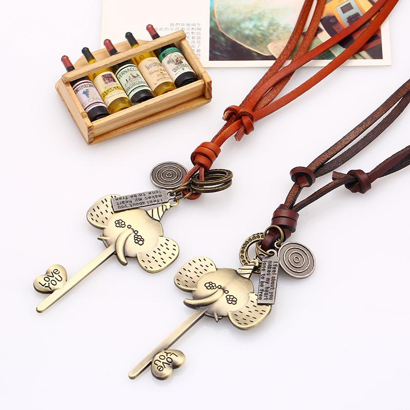 

New Durable Black Faux Leather elephant Cord Choker Charm DIY Necklace Pendant Retro Boho Tibetan Silver P58