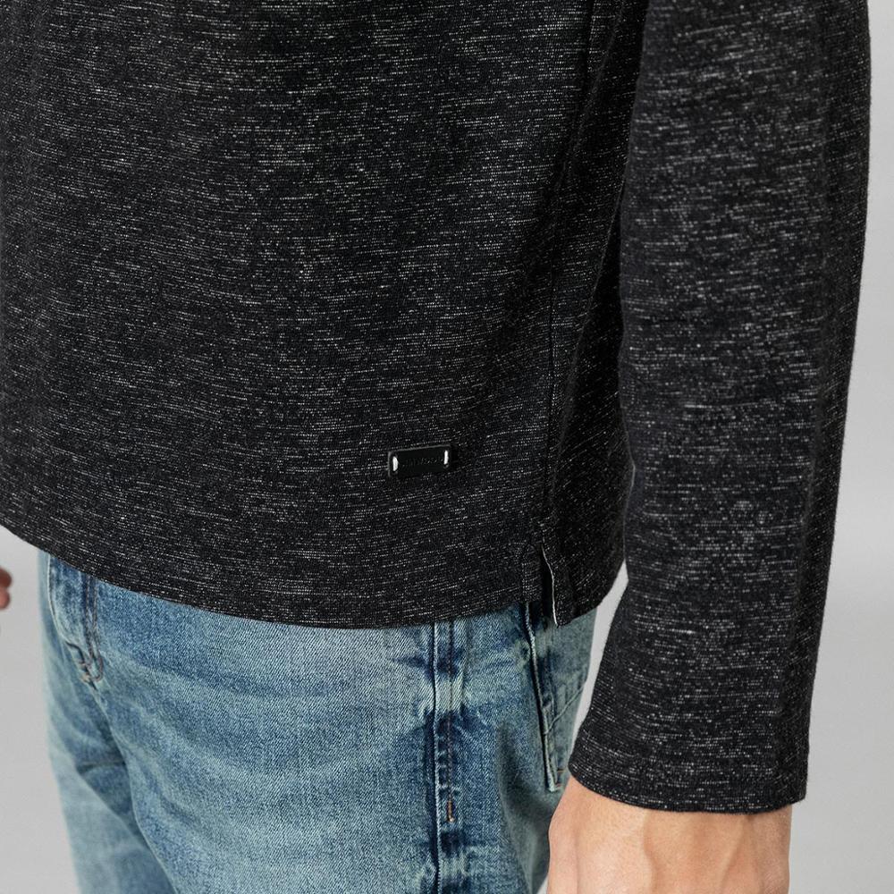 

SIMWOOD Autumn winter new long sleeve t-shirt men Melange tops high quality plus size clothes t shirt 201203, Black