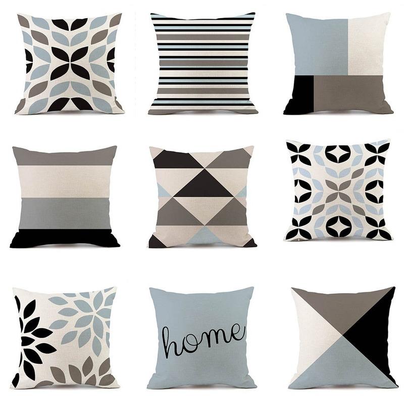 

Warm and Simple Geometric Light Color Home Cotton and Linen Pillow Case Car Pillow Couch Cushion DDD07