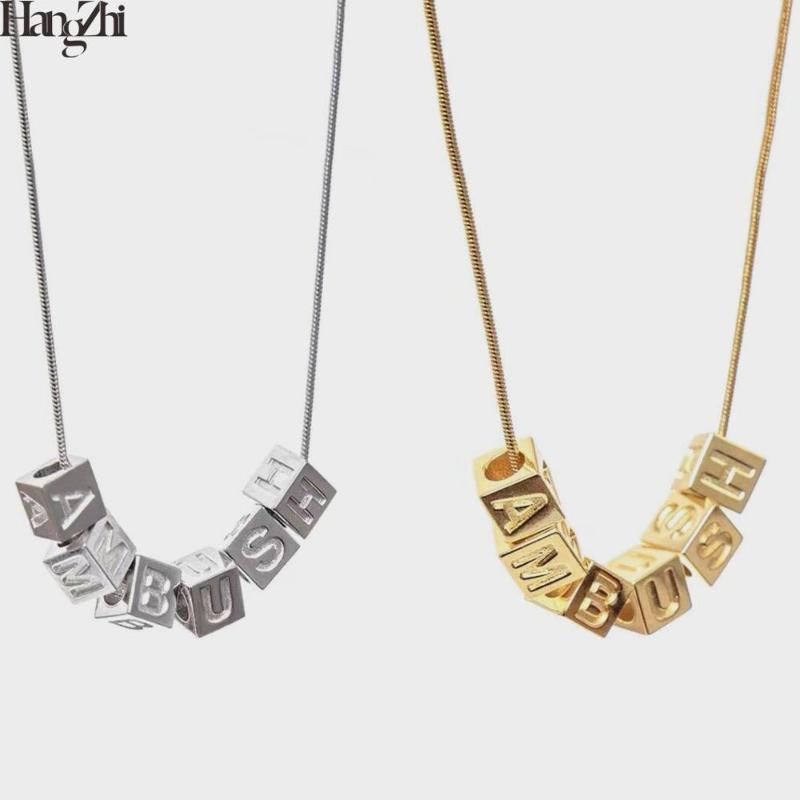 

HANGZHI 2021 New Hip Hop Punk Personality Simple Necklace Pendant Fashion Letter Block Necklace For Men Women Girls Jewelry Gift