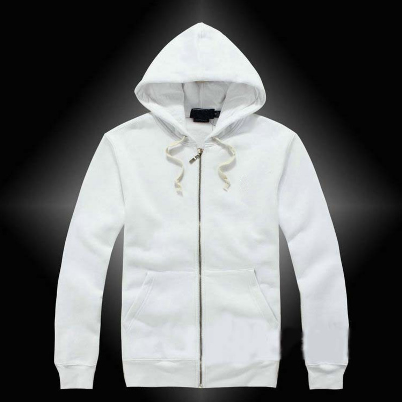 

Mens jacket zipper Hoodies Sweatshirts autumn winter solid casual outdoor hoodie, White