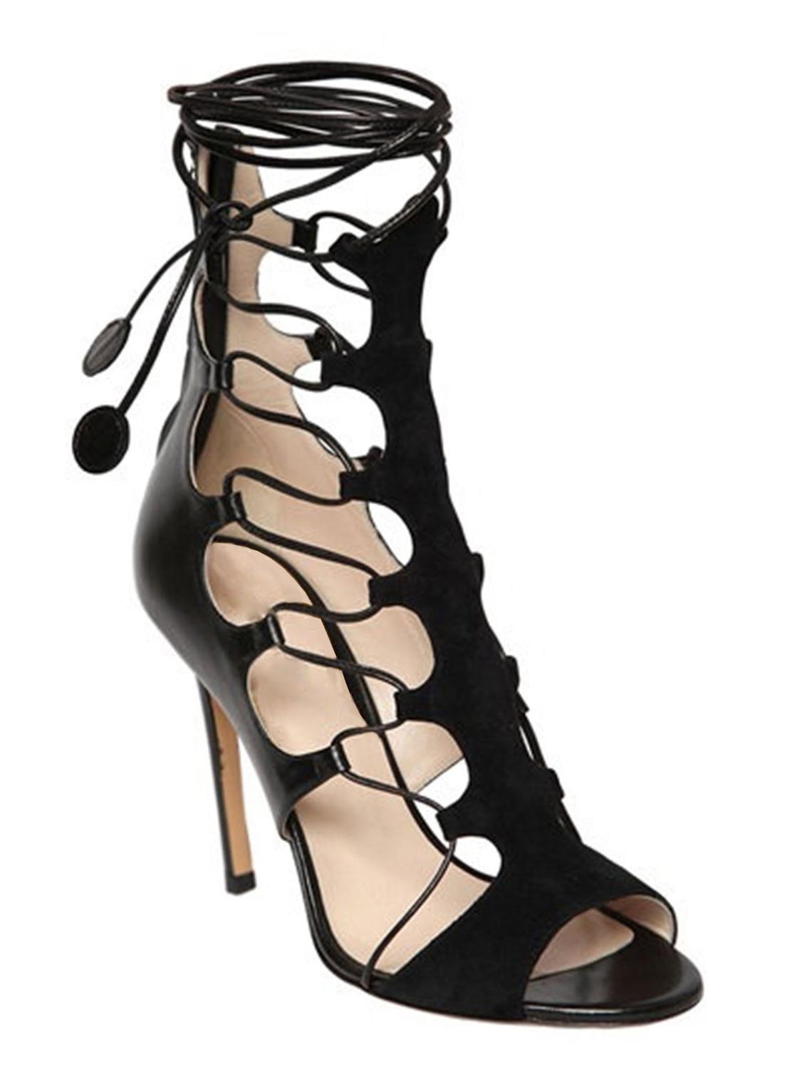 

Cut Out Sexy Lace to Gladiator Ladies Thin, High-zapped Heels Summer Peep Up Bottomless Sandals 35xw, As pic