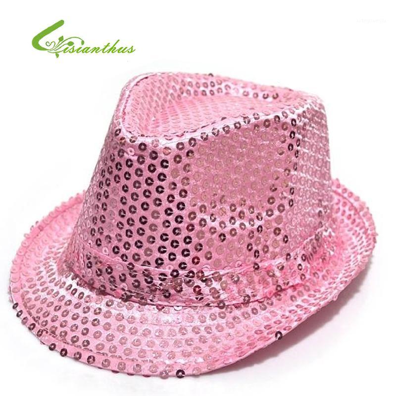

Kids Shiny Sunhat Children Boy Girl Stage Show Hat Fascinator Party Costume Fashion Sequins Fedora Hat Jazz Cap Drop Free Ship1, Pink