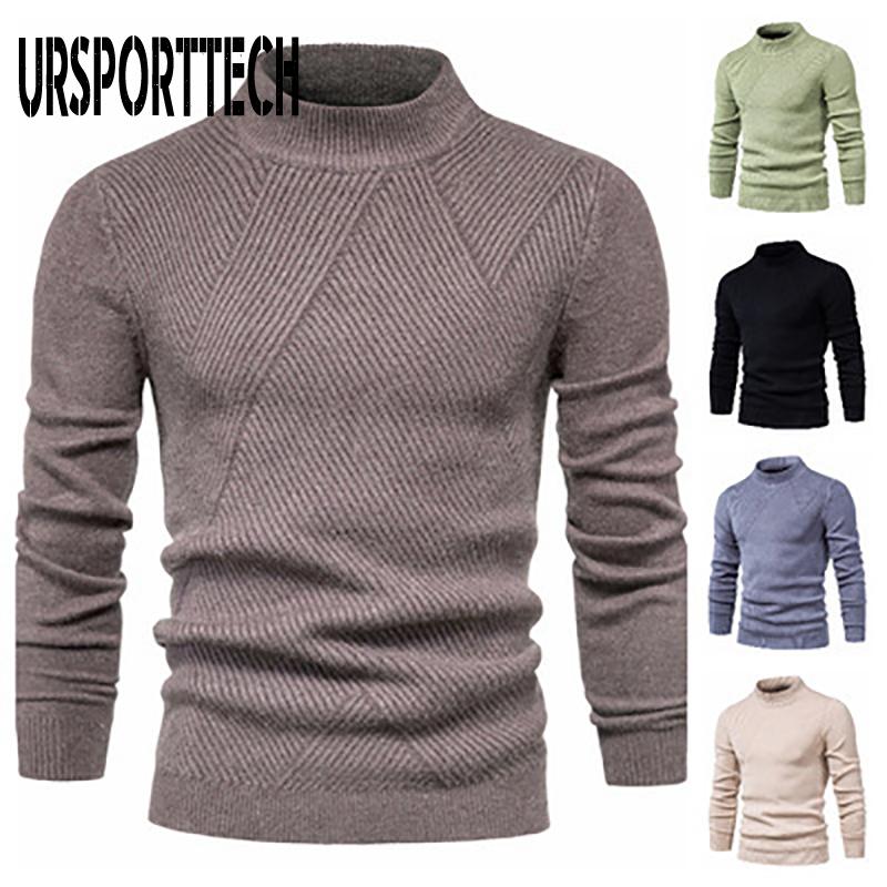 

Striped Turtleneck Men's Sweater Plus Size O Neck Slim Oversized Sweaters for Men Korean Knitted Pullovers Jumper Men's Clothing, Black