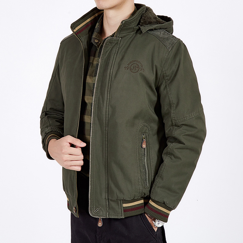 

2021 The New New Coat of Cotton Hot Men's Jacket Winter Plus Thick Loose Rop7, Army green.