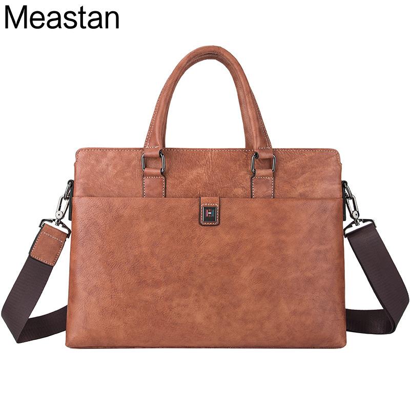 

2020 Genuine Leather Men Briefcase Business Shoulder Bag Leather Messenger Bags Computer Laptop Handbag Bag Men's Travel Bags, Brown