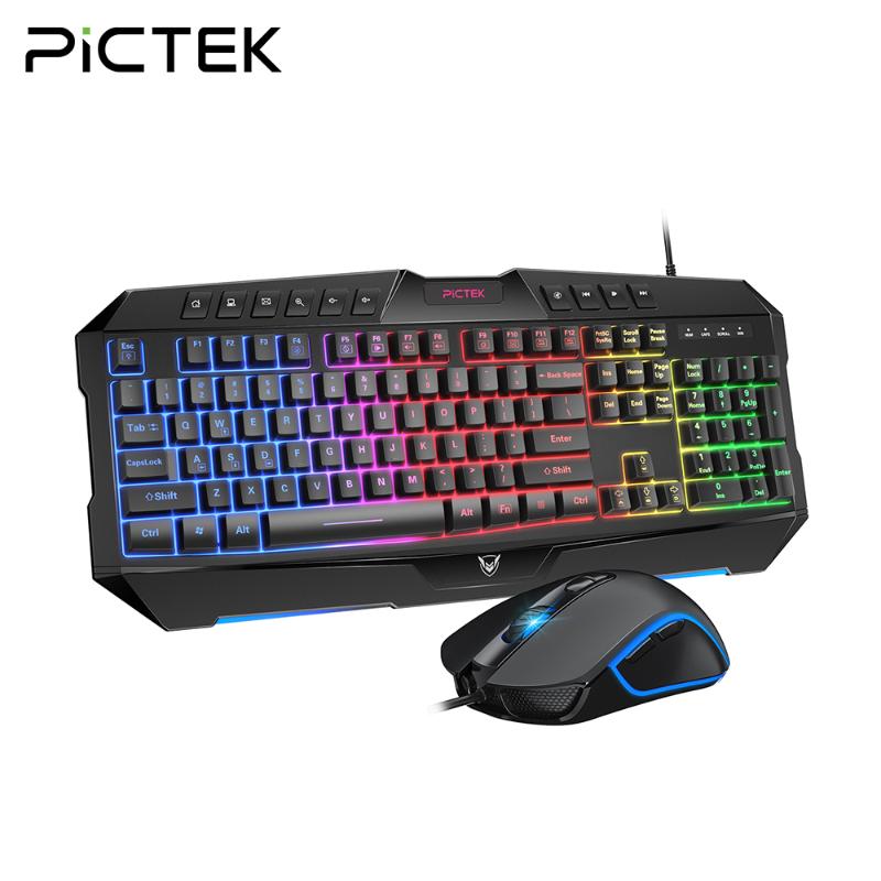 

PICTEK PC226 Gaming Keyboard and Mouse Combo PC Gamer Kit 19 Anti Ghosting Keys Keyboard RGB 7 Programmable Buttons Mice for PC