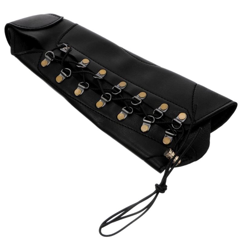 

1PC Archery Arm Guard PU Leather Durable Adjustable Prime Shooting Glove Archery Arm Guard Forearm Protector, Black