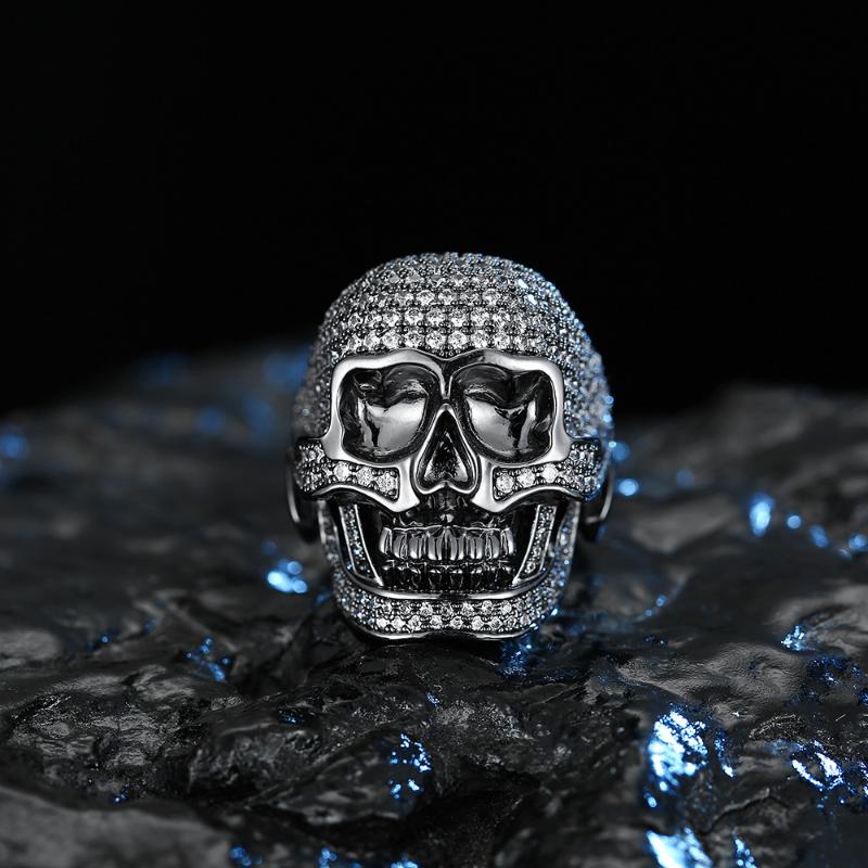 

Metal Ring High-quality Men Accessories Retro Skeleton Devil Skull Punk Wind Ghost Head Ring Gifts Black Color Gold Silver