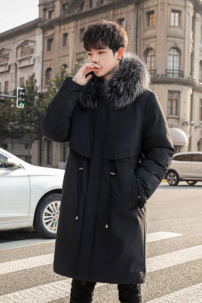 

Man-quilted 2021 Cotton Clothing New Winter Bundled Long Cotton-padded Dress Male Youth JU9P, Black