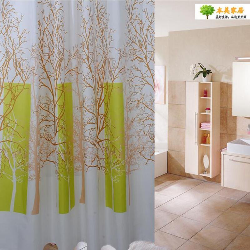 

Shower Curtains Bathroom Girls Lovely Type Thicker Version PEVA Green Tree Pattern