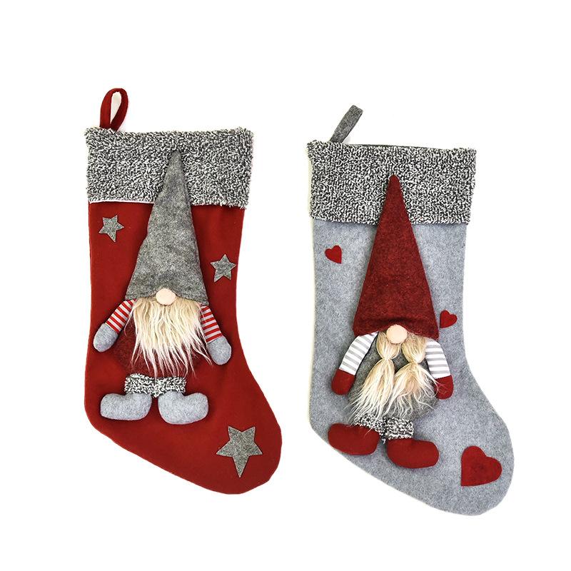 

New Christmas Decorations Creative Nordic Forest Man Doll Red Christmas Stocking Gift Bag