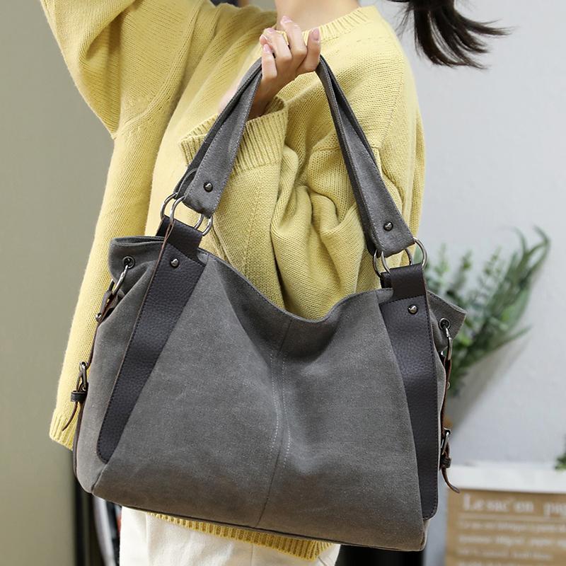 

Large Capacity Women Canvas Handbags Designer Tote Bags Fashion High Quality Ladies Shoulder Bag Casual Female Big Messenger Bag, Black