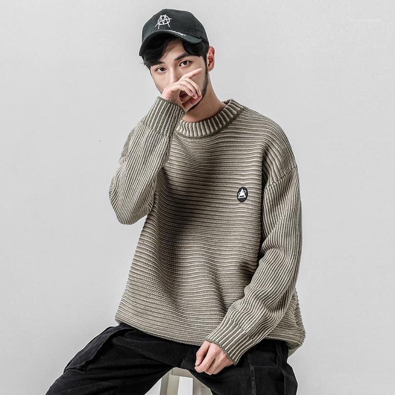 

2019 New Autumn And Winter Korean Version Of The Couple Stitching Stripe Labeling Men's Casual Sweater Large Size1, Black