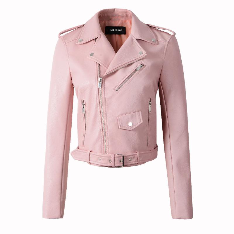 

faux leather PU Jacket Women Spring Autumn Fashion Motorcycle Jacket Black faux leather coats Outerwear coat HOT