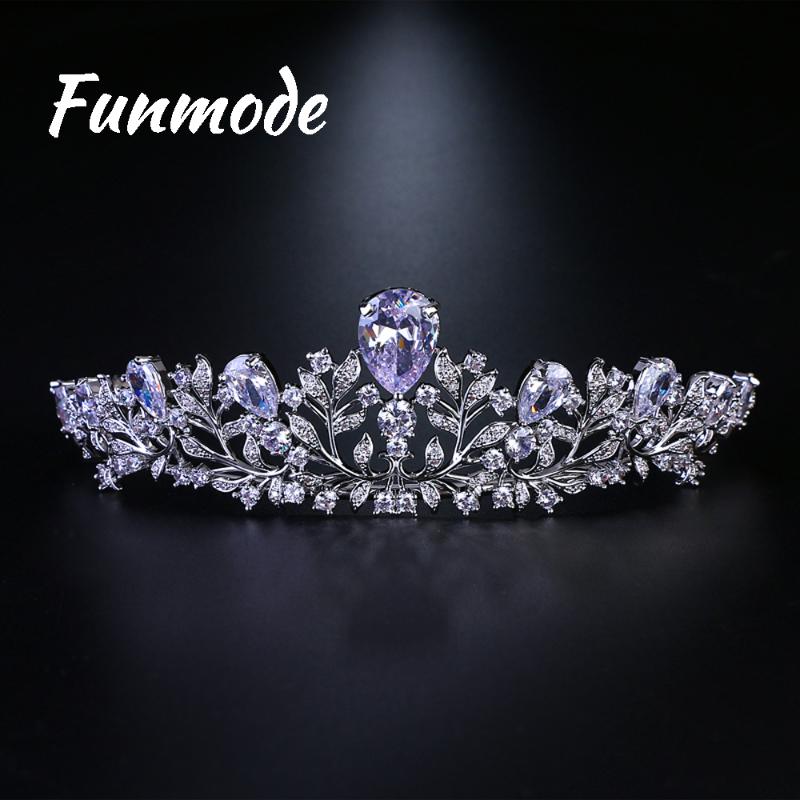

Hair Clips & Barrettes Funmode Top Quality Wedding Bridal Bridesmaid Flower Cubic Zirconia Girls White Plated Zircon Tiara Bride Crown F002C