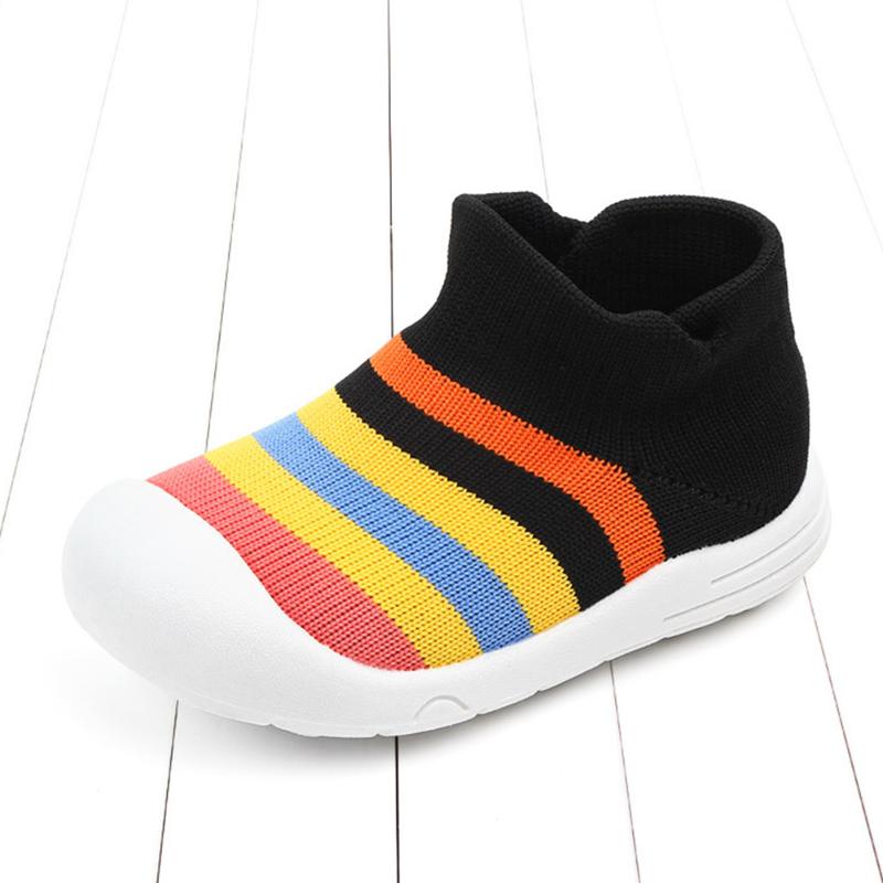 

Baby Shoes Spring Autumn Children's Soft-Soled Toddler Sneakers Non-Slip Breathable Baby Boys Girls Casual Shoes Striped Color, Black