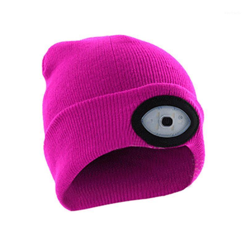 

Warm LED Headlamp Beanie Cap Warm Lighted Headlamp Ha USB Rechargeable Lighted Hat Outdoor Evening Sport Fishing Camping #FP1, Red