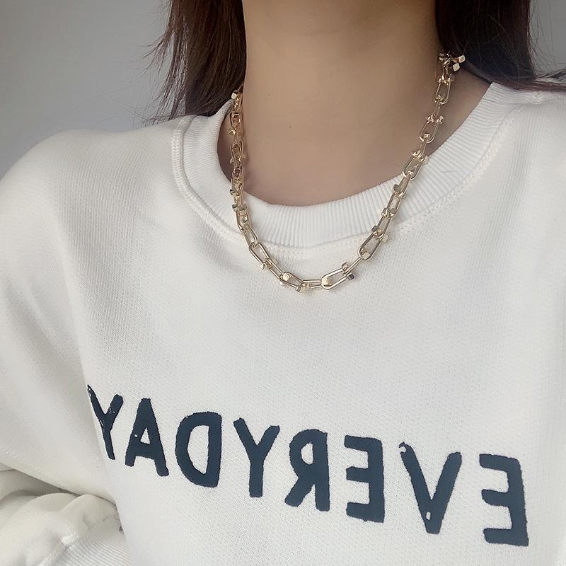 

Hiphop Ins Metal Chains Chokers Necklaces for Women Punk Jewelry Vintage Rivet Statement Necklace Female Bijoux 2020