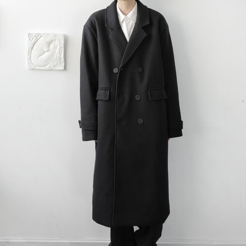 

Men Winter Double Breasted Loose Long Casual Wool Trenchcoat Outerwear Male Streetwear Vintage Trench Jacket Overcoat1, W853