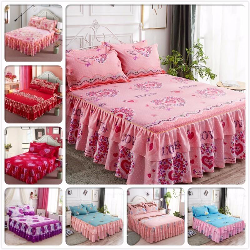 

New Fashion Bed Skirt Kid Princess Adult Bedskirt Single Twin Full Queen King Size Bed Cover Linen Bedspreads 150x200 180x200, Color 13