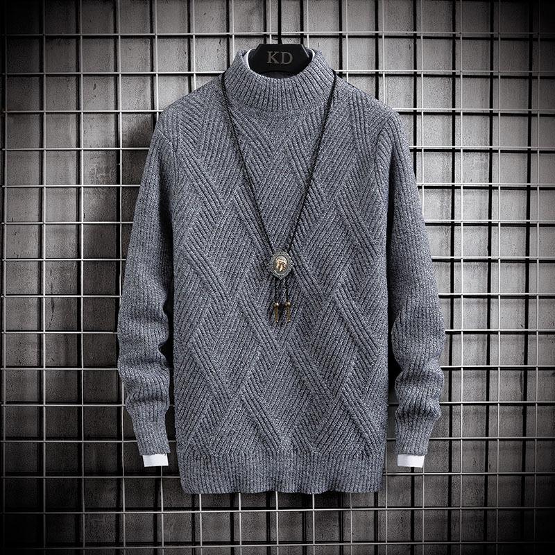 

Autumn and Winter New Casual Sweater Men's Trendy Knitted Sweater Thick Top Warm Jacket, Black
