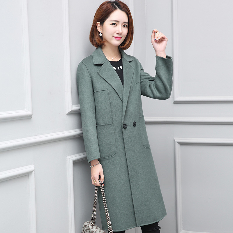 

100% 2020 Double-sided Wool New Spring Long Female Cashmere Jacket Women's Jackets Kj741 Zriu, Black