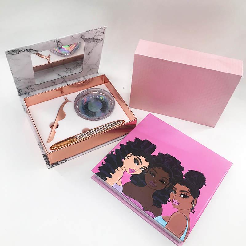 

Custom Private Label Lash Box Set with Lash Glue Liner Real Mink 25mm Vendors Eye Tools Sets