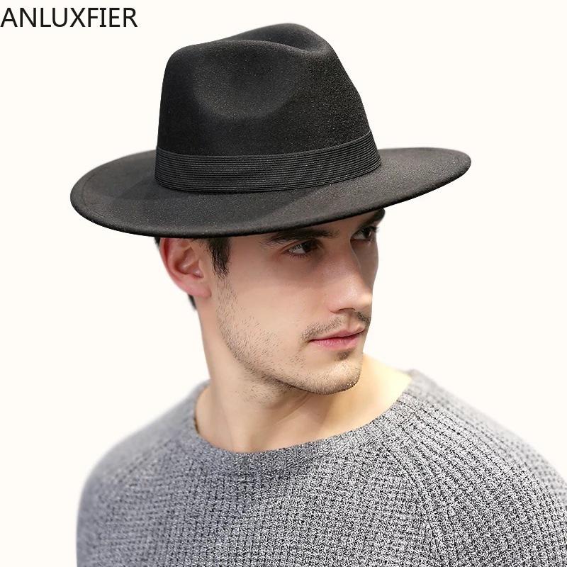 

H6790 Women Autumn Winter British Leisure Cap Female Male Party Banquet Caps New Men Jazz Fedoras Hat Knight Woolen Fedora Hats, Black