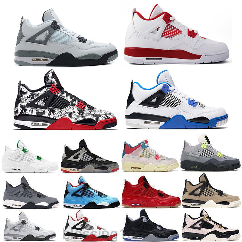 

2021 men women 4s basketballs shoes Fire Red 4 Black Cat Pure Money Guava Ice Metallic Purple mens trainers sneakers size 5.5-13 BT1T, Color 06