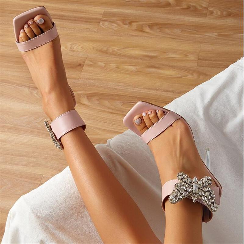 

Sandals for Women Fashion Sexy Bow Buckle Strap Open Toed High Heels Shoes Casual Party Pumps Women size 35-41, Pink