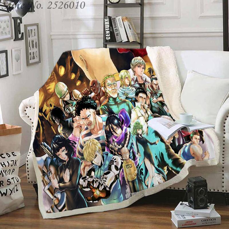 

Throw blanket ONE PUNCH MAN 3D Velvet Plush Blanket Bedspread For Kids Girls Sherpa Couch Quilt Cover Travel 09