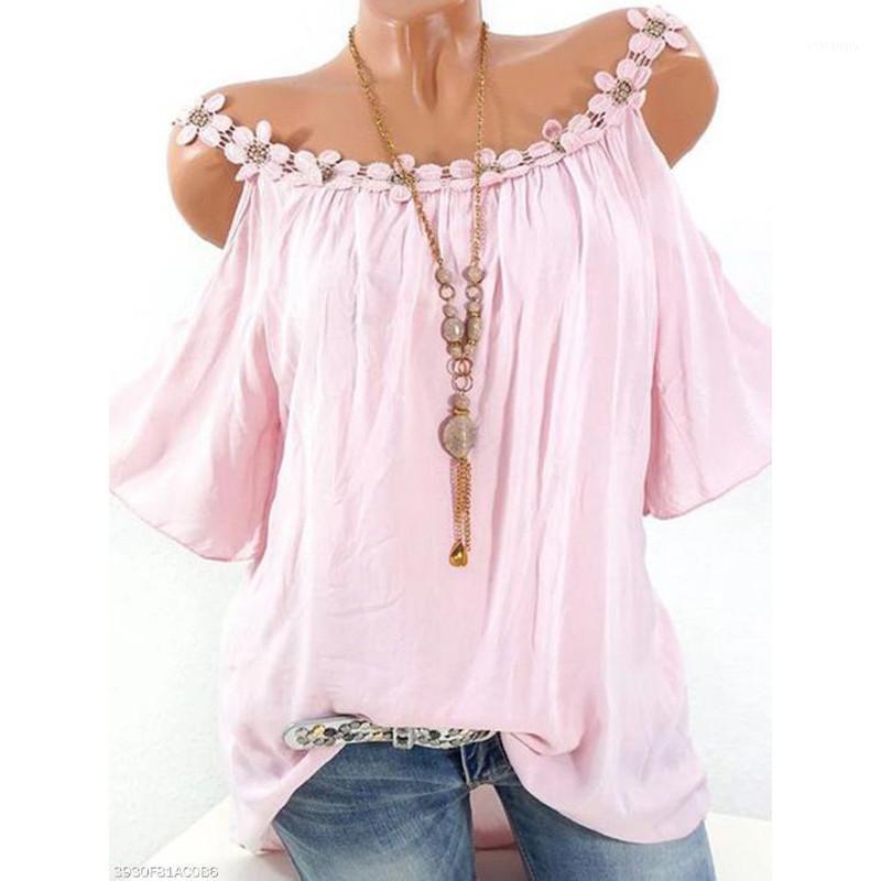 

5xl Large Size Tops Plus Size Women Blouses Short Sleeve Loose Casual Shirts 2020 Woman Sexy Off Shoulder Lace Patchwork Blouse1, 1206 light green