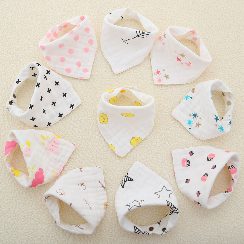 

8 Layers Baby Newborn INS Print Bibs Infant Triangle Scarf Toddlers Muslin Cotton Bandana Burp Cloths 23 Colors M3092