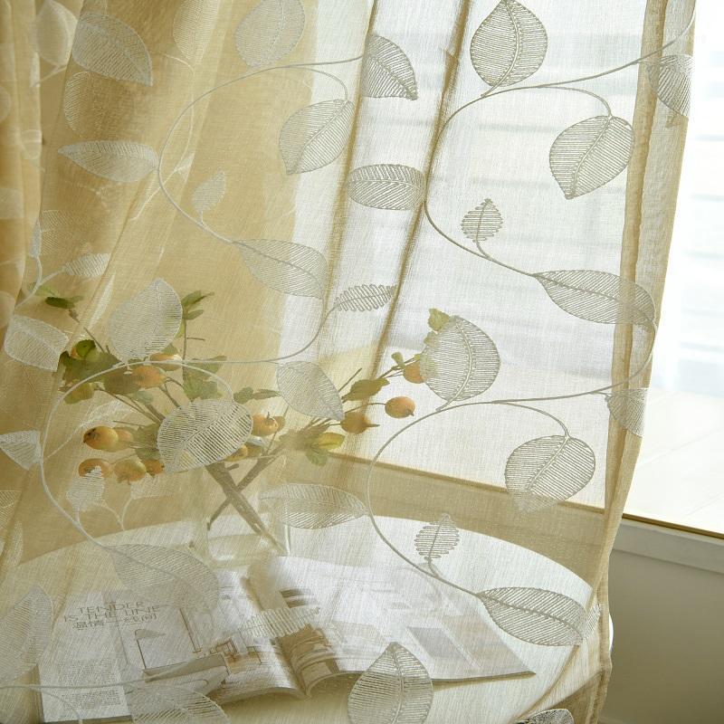 

Window Drapes Embroidery Tulle Voile CurtainsTerylene yarn Sheer Curtains Rod Pocket for living room bedroom ready made custom1, White