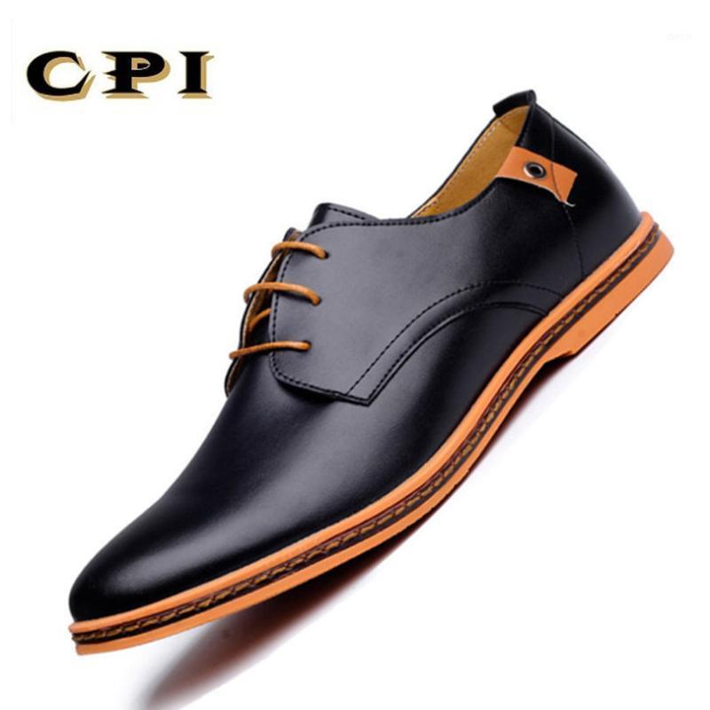 

2020 Leather Casual Men Shoes Fashion Men Flats Round Toe Comfortable Office Dress Shoes Plus Size 38-48 ZY-2671, Black