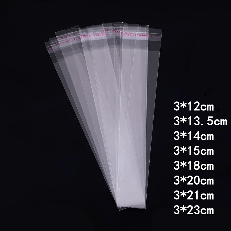 

1000pcs 3cm Wide Transparent Self Sealing Plastic Bags Gift Jewelry Packaging Bag Cellophane Long Pen Pencil Bag Slender Bag Y1202