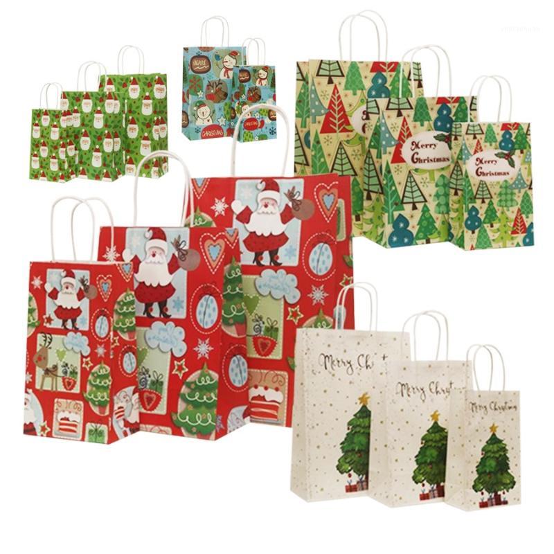 

40 Pcs/lot 21x13x8cm Christmas Paper Bag With Handles Decoration Paper Gift Bag For Christmas Event Party Lovely Cute Bags1