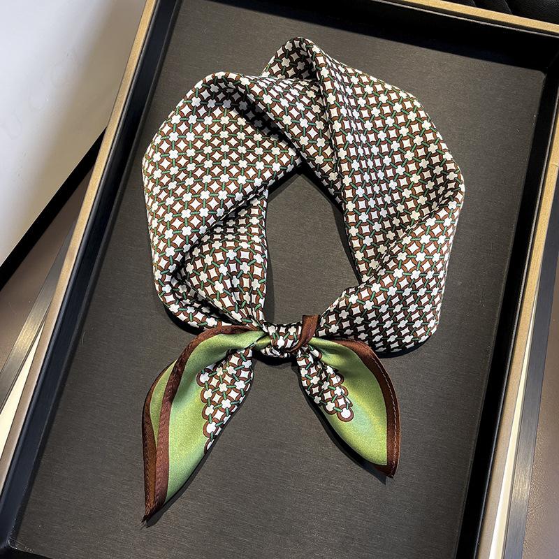 

Scarves 100% Silk Scarf Bandana Women Spring Square Small Bag Wrap Bohemian Retro Lady Muslim Islamic Kerchief Hijab, Blue;gray