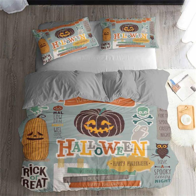 

HELENGILI 3D Bedding Set Halloween Print Duvet cover set bedclothes with pillowcase bed home Textiles #YC-126, As pic