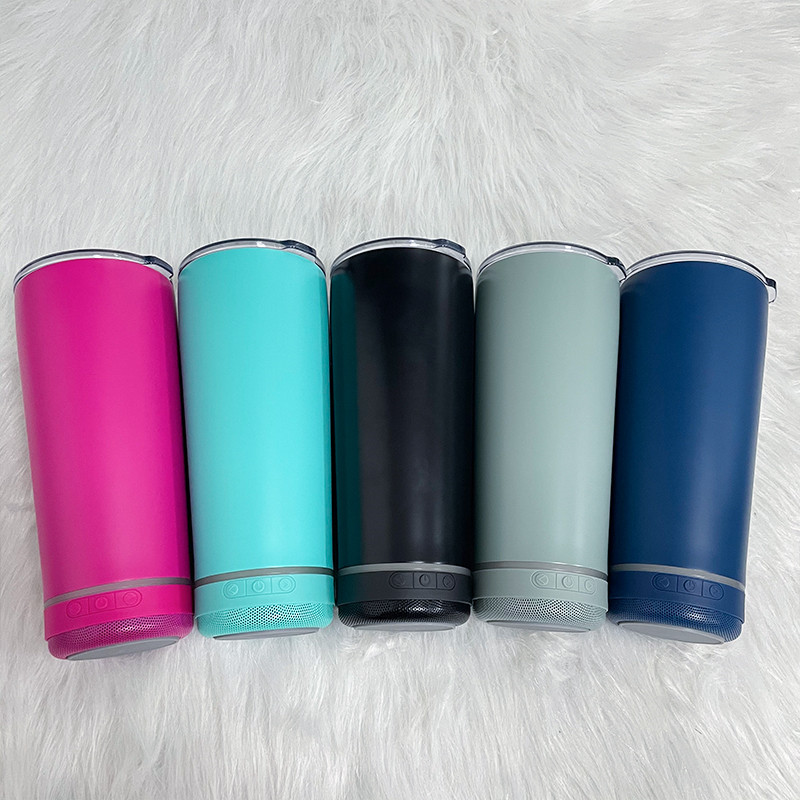 

8 Colors 18oz Bluetooth Speaker Wine Tumbler Stainless Steel Insulated Wireless Cup Portable Smart Music Mug Great Christmas Presents, Customize