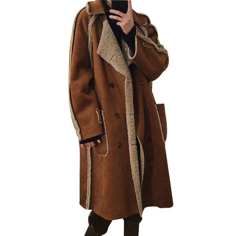 

Lamb Wear Sides on Both Faux Fur Shearling Jacket Thick Women Winter Coat New 2021 Abrigos Mujer Invierno Fashion, 2501680