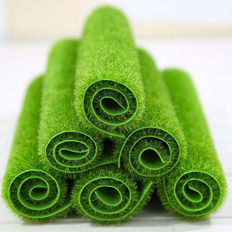 

Floor Fake PVC Grass Mat Artificial Grass Carpet Simulation Moss Turf Lawn DIY Green Plant Micro Landscape Yard Garden Decor1, 15x15cm
