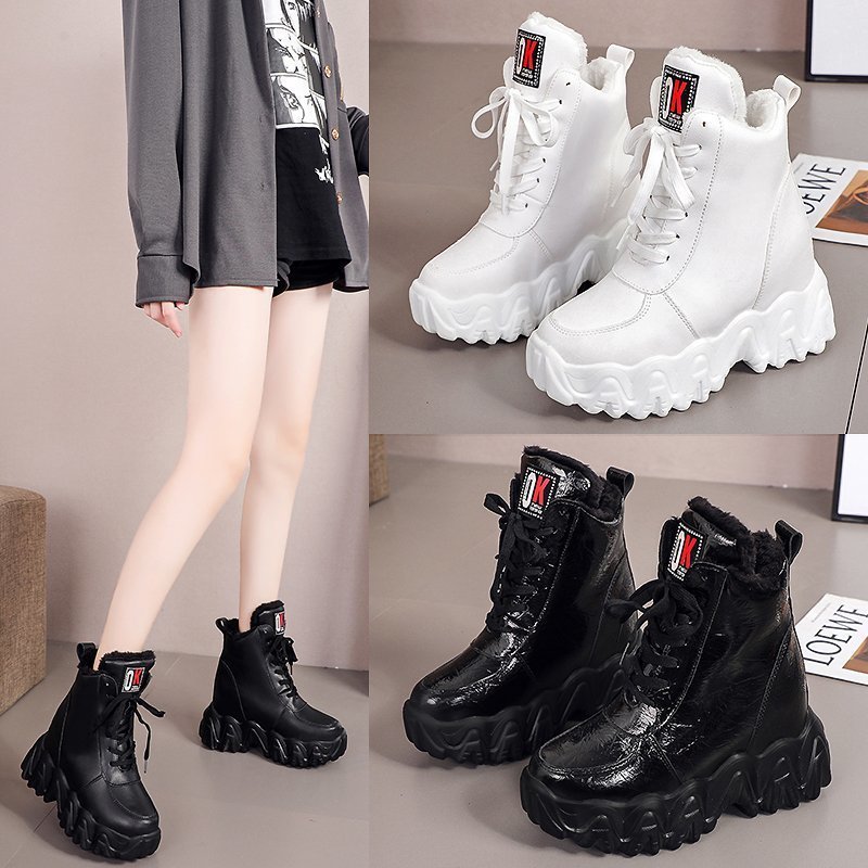 

Ankle Female Fashion 2021 Winter Chunky Boots Wedge Shoes Nine Inches High Woman Heels Keep Warm 1n6r, Black-2