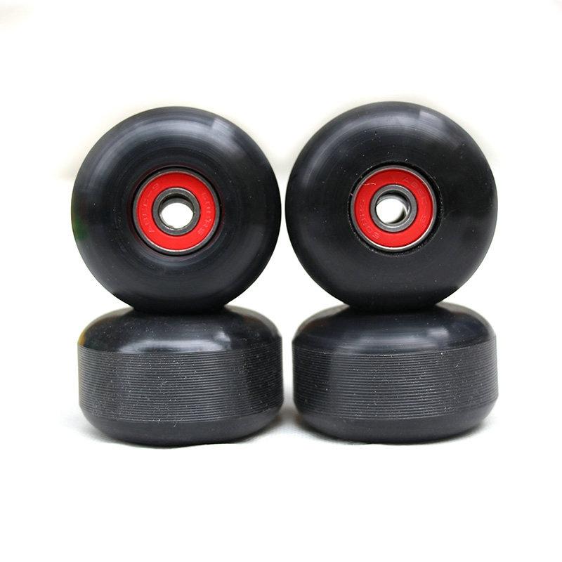 

4Pcs Skateboard Wheels PU Skateboard Parts and 8Pcs Bearings Black 52mmx32mm Wheels 100A High-Density, Multi