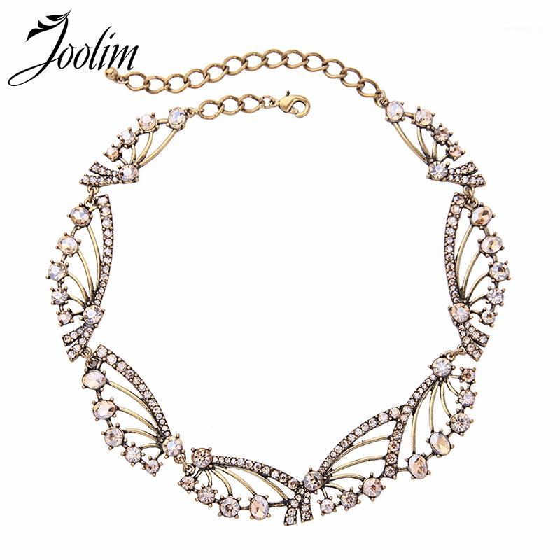 

Joolim Gold Silver Color Crystal Flower Choker Necklace Fashion Necklace1